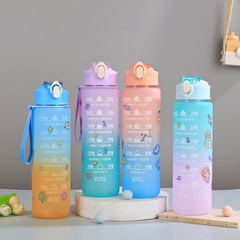 32oz Leakproof Water Bottle with Time Marker and Straw