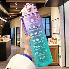 32oz Leakproof Water Bottle with Time Marker and Straw