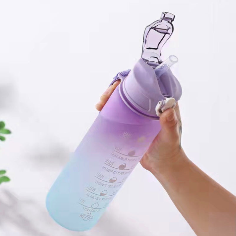 32oz Leakproof Water Bottle with Time Marker and Straw