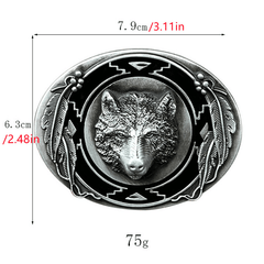 Western Style Alloy Wolf Head Leather Belt Buckle