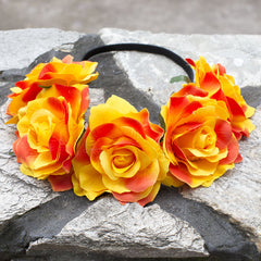 Hawaiian Stretchy Rose Flower Headband Elastic Head Hoop Floral Crown