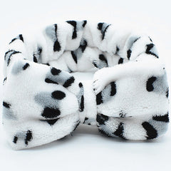 Leopard Print Bowknot Headband Flannel Soft Hair Band Turban for Women