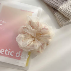 Floral Pattern Organza Scrunchies Hair Tie Large Hair Rope Hair Ring