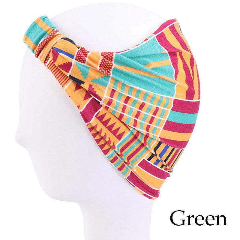 Bohemian Print Headband Yoga Sports Hairband Elastic Twisted Knot Turban