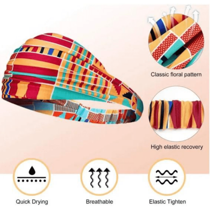 Bohemian Print Headband Yoga Sports Hairband Elastic Twisted Knot Turban