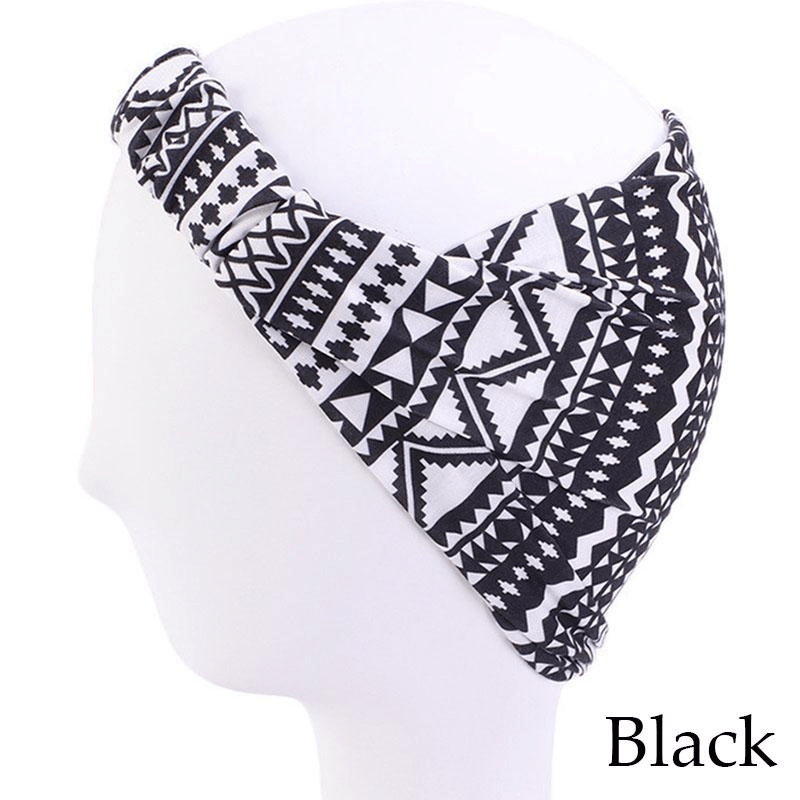 Bohemian Print Headband Yoga Sports Hairband Elastic Twisted Knot Turban