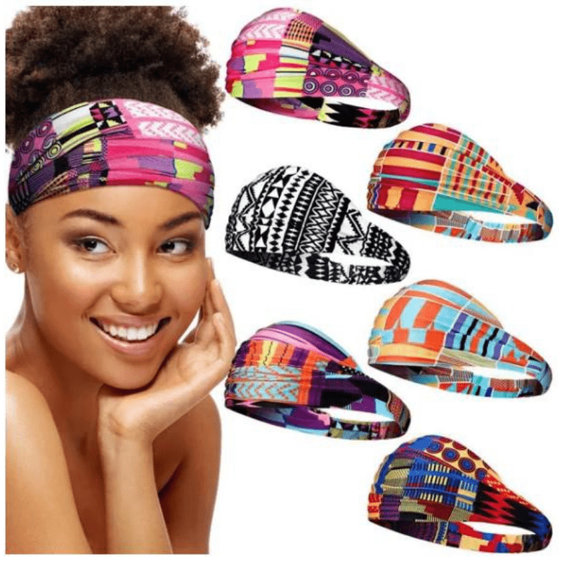 Bohemian Print Headband Yoga Sports Hairband Elastic Twisted Knot Turban