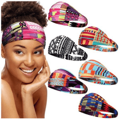 Bohemian Print Headband Yoga Sports Hairband Elastic Twisted Knot Turban
