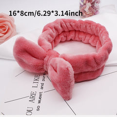 Coral Fleece Bowknot Headband For Face Washing Makeup Spa Wear