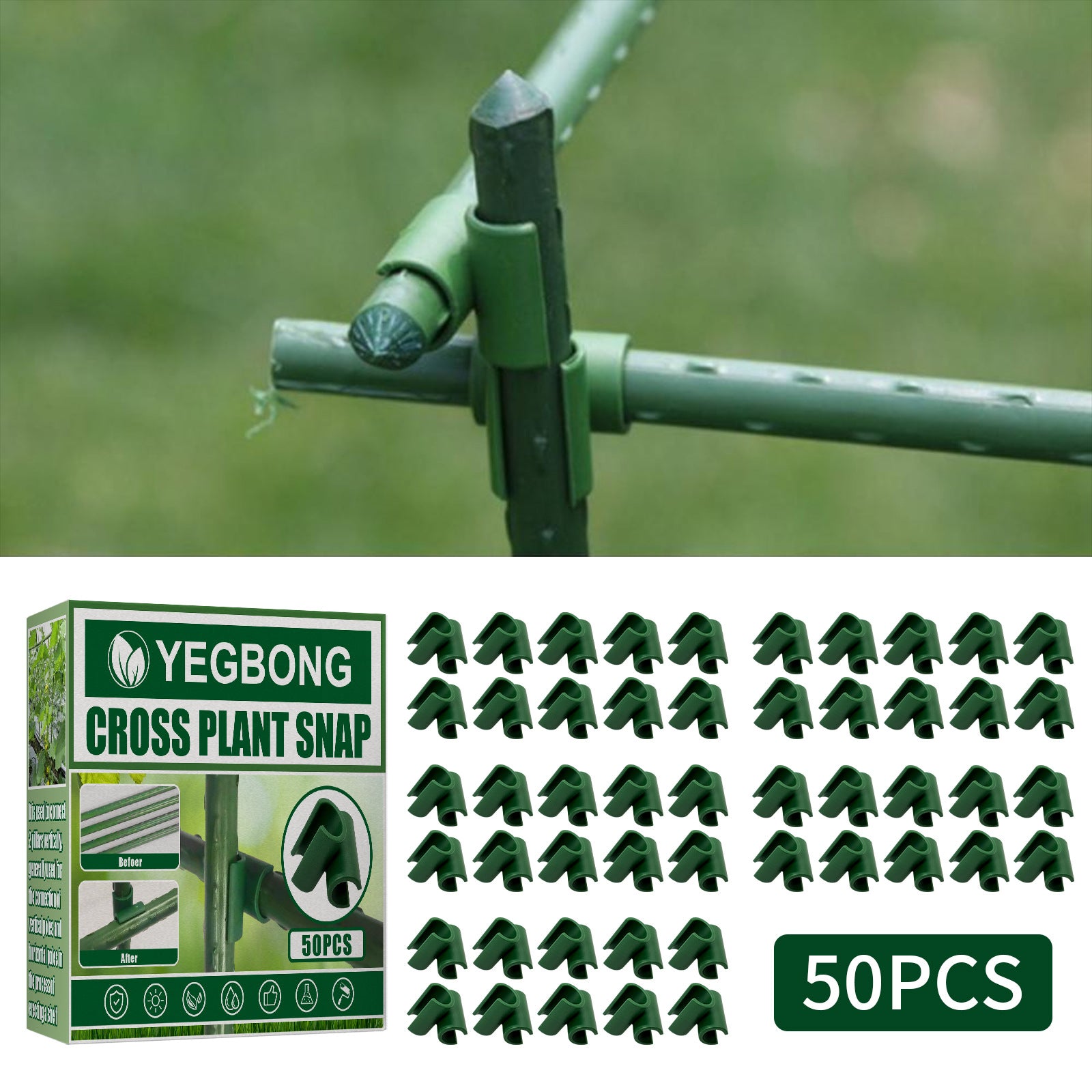 50pcs Cross Buckle Plant Support Gardening Pole Climbing Vine Frame