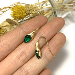 Couples Golden Plated Green Gemstone Earrings Unisex Jewelry