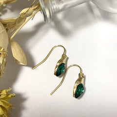 Couples Golden Plated Green Gemstone Earrings Unisex Jewelry