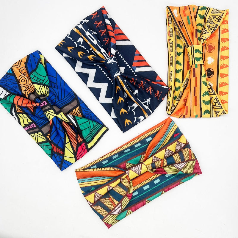 African Pattern Hair Band Wide Brim Stretch Knot Headband