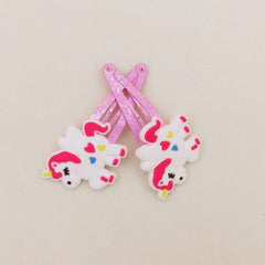 10pcs Cartoon Unicorn Snap Clip Pink Hair Clip For Girls