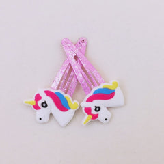 10pcs Cartoon Unicorn Snap Clip Pink Hair Clip For Girls