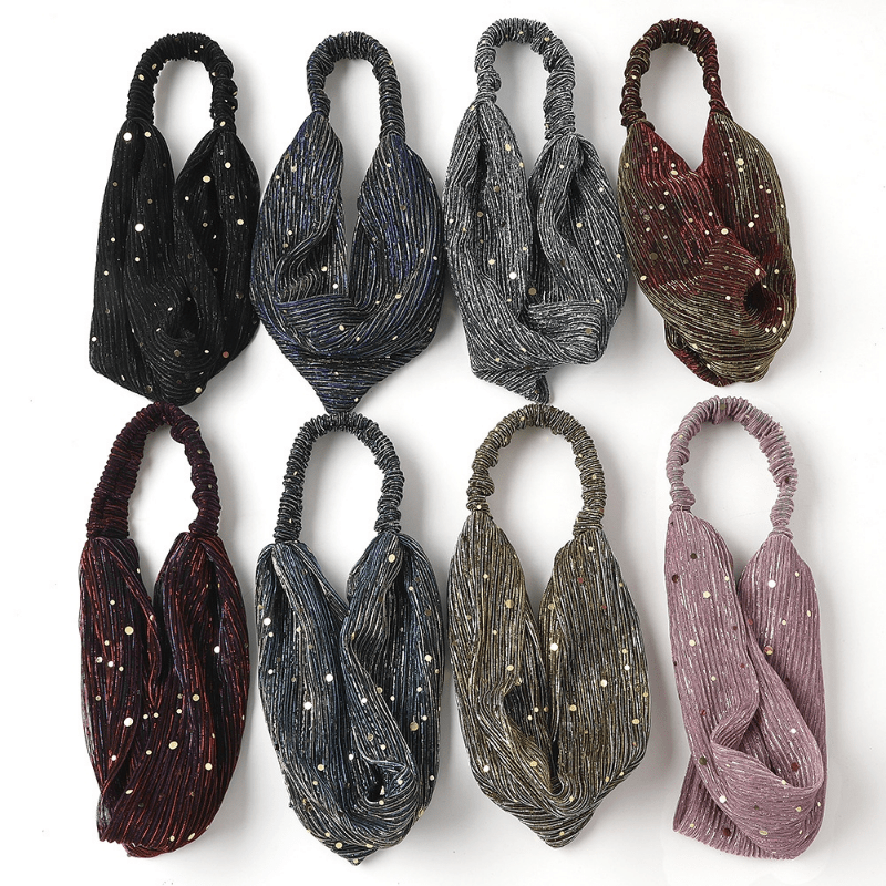 Sequin Decor Wide Brim Headband Elastic Head Hoop Stretchy Hair Band Women