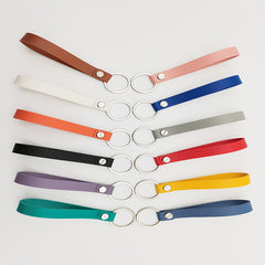 Solid PU Leather Bracelet Keychain Bag Charm Phone Lanyard Gift