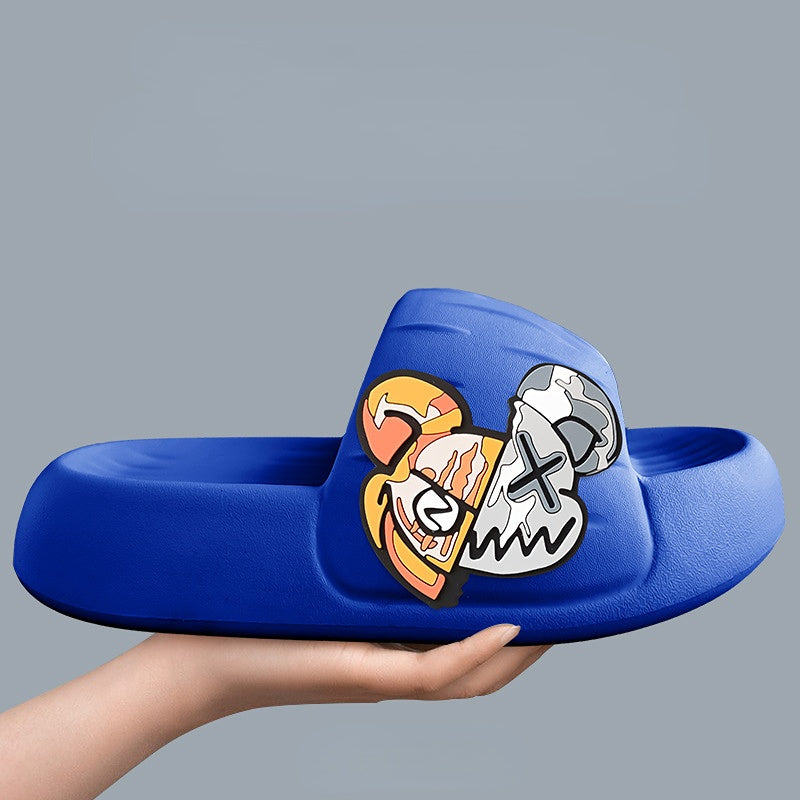 Men's Anime Print Non Slip Platform Slides Soft Sole Cloud Slides
