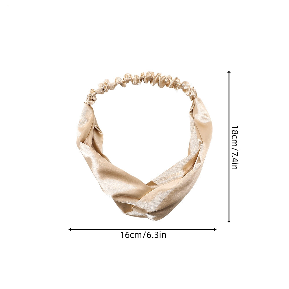 Solid Cross Knotted Headband Satin Headwear for Women