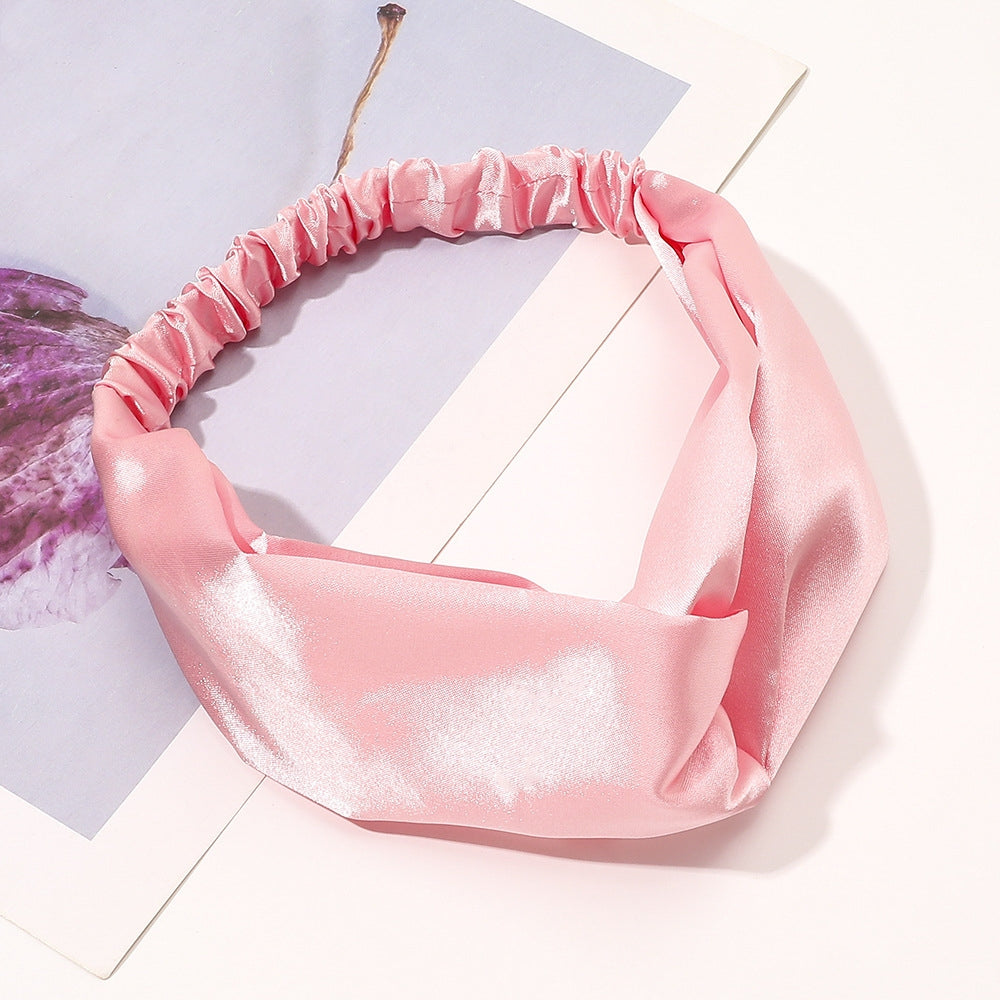 Solid Cross Knotted Headband Satin Headwear for Women