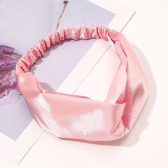 Solid Cross Knotted Headband Satin Headwear for Women