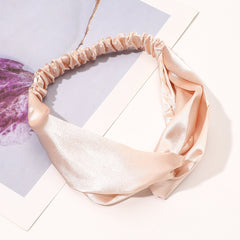 Solid Cross Knotted Headband Satin Headwear for Women
