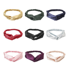 Solid Cross Knotted Headband Satin Headwear for Women