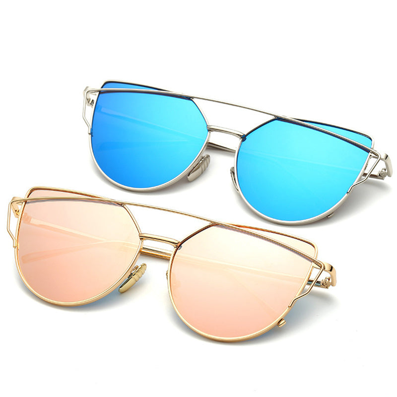 Reflective Sunglasses Metal Frame Colorful Film Men's Casual