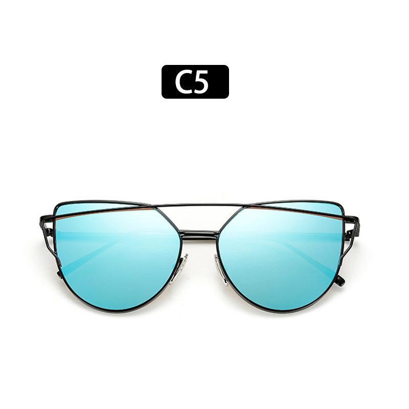 Reflective Sunglasses Metal Frame Colorful Film Men's Casual