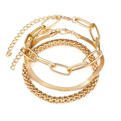 Vintage Snake Chain Silver Bracelets Set Punk Jewelry