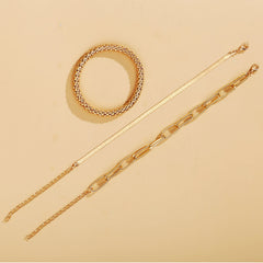 Vintage Snake Chain Silver Bracelets Set Punk Jewelry