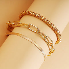 Vintage Snake Chain Silver Bracelets Set Punk Jewelry