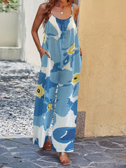 Boho Block Jumpsuit Wide Leg Long Length