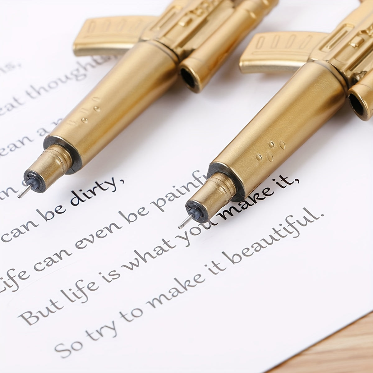 2pcs Machine Gun Shaped Ballpoint Pen Office Supplies