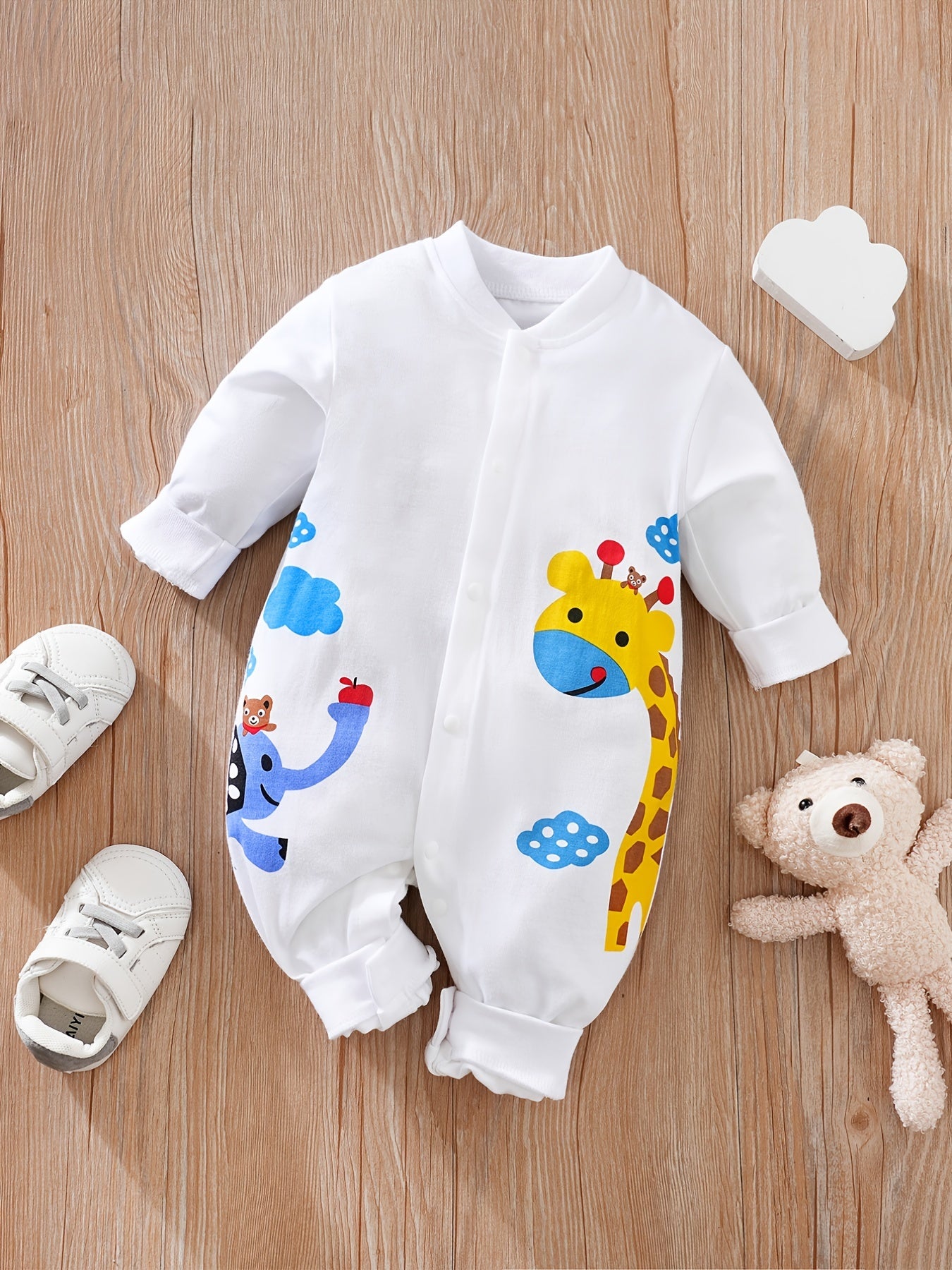 Baby Boys Animal Pattern Cotton Long Sleeve Romper Jumpsuit