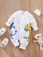 Baby Boys Animal Pattern Cotton Long Sleeve Romper Jumpsuit