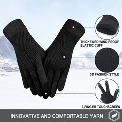Women's Winter Touchscreen Stretch Thermal Magic Gloves Warm Wool Knitted