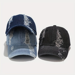 Washed Ripped Denim Peaked Cap Outdoor Sun Protection Baseball Cap