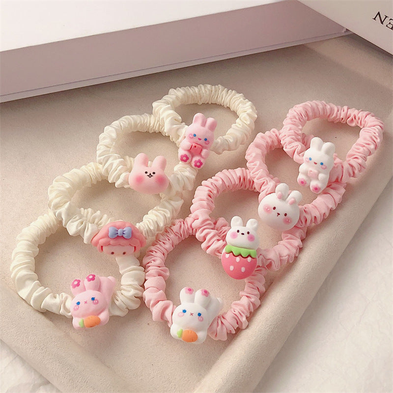 8pcs Rabbit Decor Scrunchies Hair Tie Hair Rope For Kids