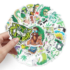 50PCS Weed Leaves Spoof Characters Waterproof Graffiti Stickers