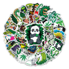 50PCS Weed Leaves Spoof Characters Waterproof Graffiti Stickers