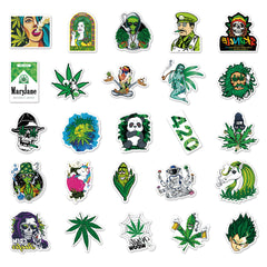 50pcs Weed Leaves Characters Graffiti Stickers Waterproof for Motorcycle Luggage