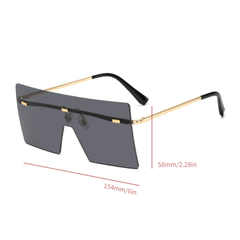 Oversized Square Sunglasses Mirror Lens UV400