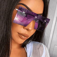 Oversized Square Sunglasses Mirror Lens UV400