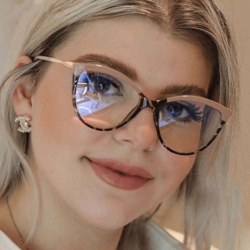 Cat Eye Anti Light Glasses For Women Men Twist Detail Temple Glasses