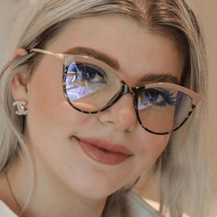 Cat Eye Anti Light Glasses For Women Men Twist Detail Temple Glasses