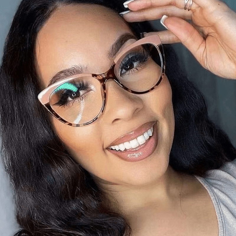 Cat Eye Anti Light Glasses For Women Men Twist Detail Temple Glasses