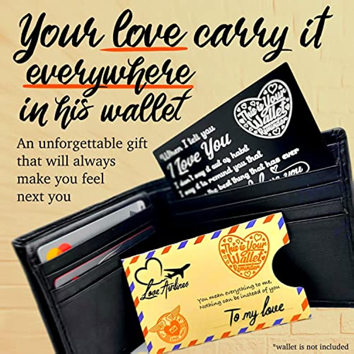 Engraved Wallet Card Inserts for Boyfriend Husband Him Bride Groom Wife