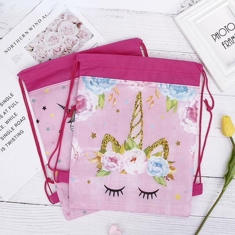 Unicorn Pattern Drawstrings Backpack for Kids