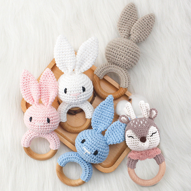 Animal Crochet Rattle Baby Toys Baby Car Hanging Bed Toys Knitted Dolls